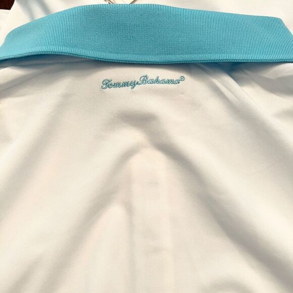 NWT Women's Tommy Bahama Golf White Turquoise Top Polo Shirt Size MEDIUM - Picture 3 of 3